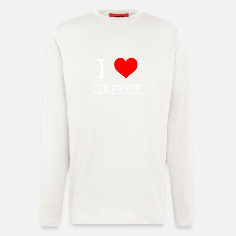 I Love Greece - Manches longues bio décontracté fabriqué en UE - OFF WHITE
