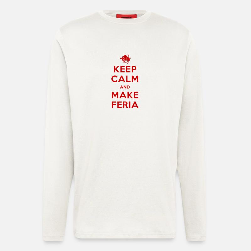 Tshirt 1 Keep Calm - Manches longues bio décontracté fabriqué en UE - OFF WHITE