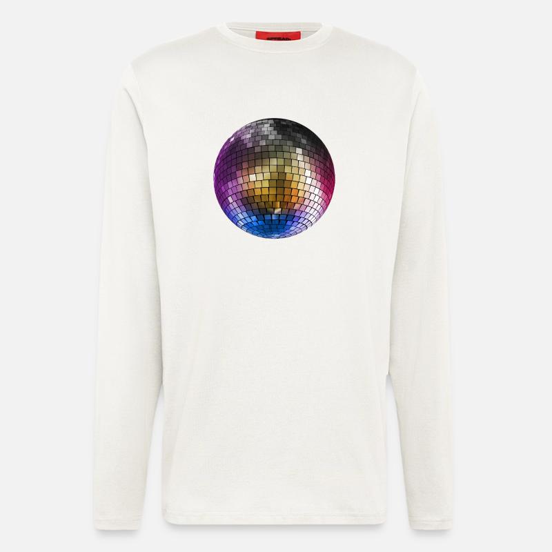 Diskokugel Mirrorball farbig - Langarmshirt - made by SPREAD  - OFF WHITE