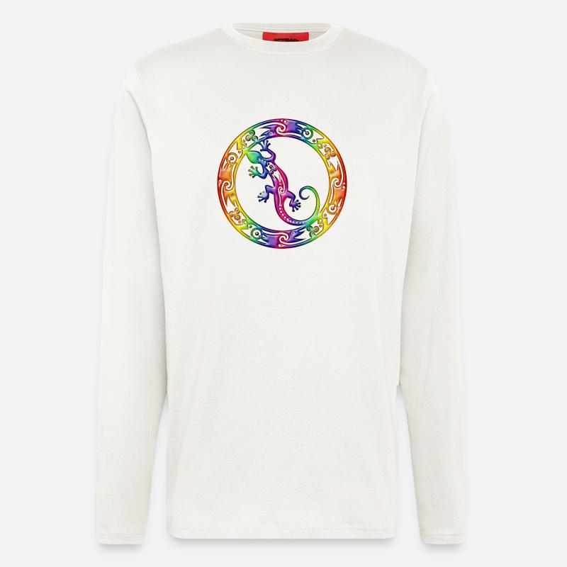 Gecko Ornament Rainbow - Longsleeve - made by SPREAD  - OFF WHITE