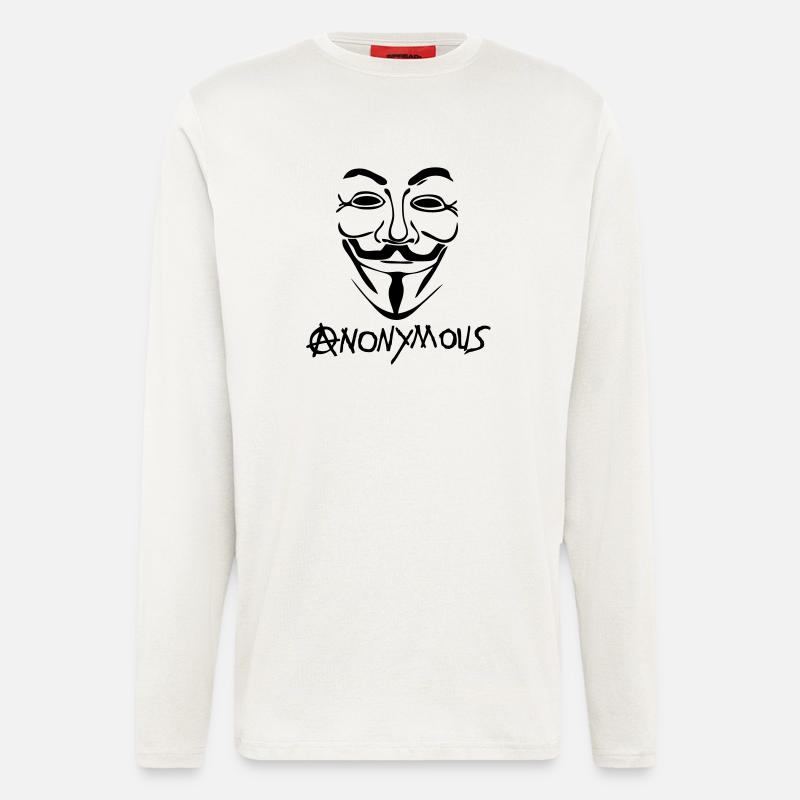 logo anarchy anonymous masque mask - Manches longues bio décontracté fabriqué en UE - OFF WHITE