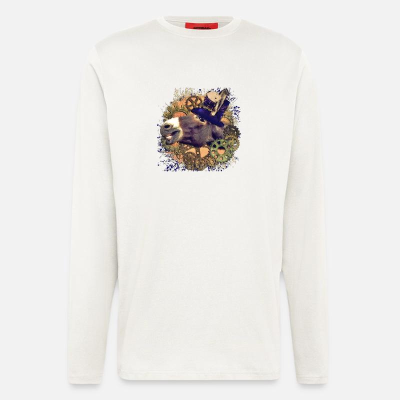 Steampunk Esel - Langarmshirt - made by SPREAD  - OFF WHITE