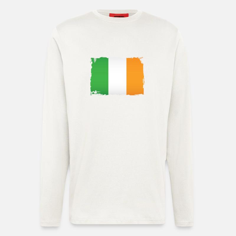 Drapeau irlandais en - Manches longues bio décontracté fabriqué en UE - OFF WHITE