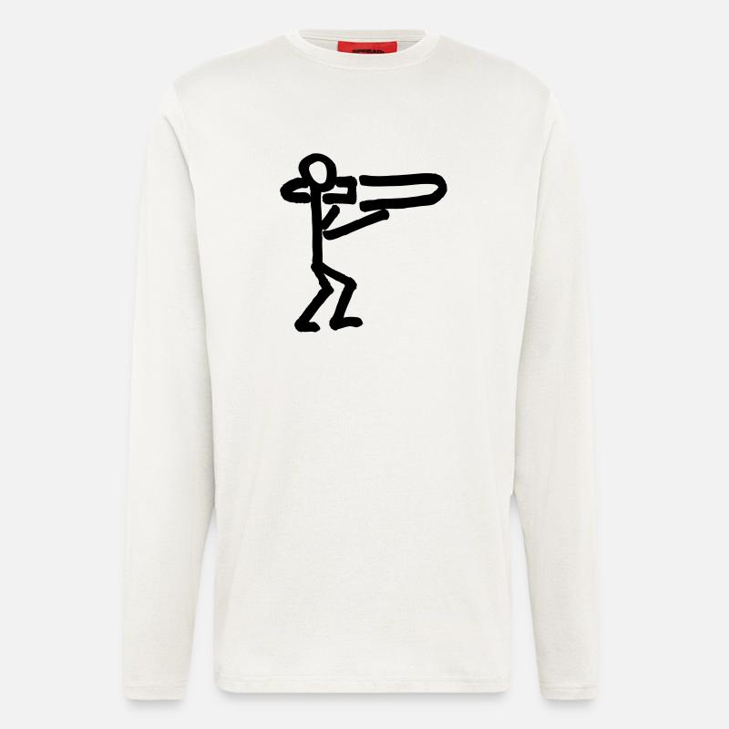 Musikant mit Posaune - Langarmshirt - made by SPREAD - OFF WHITE