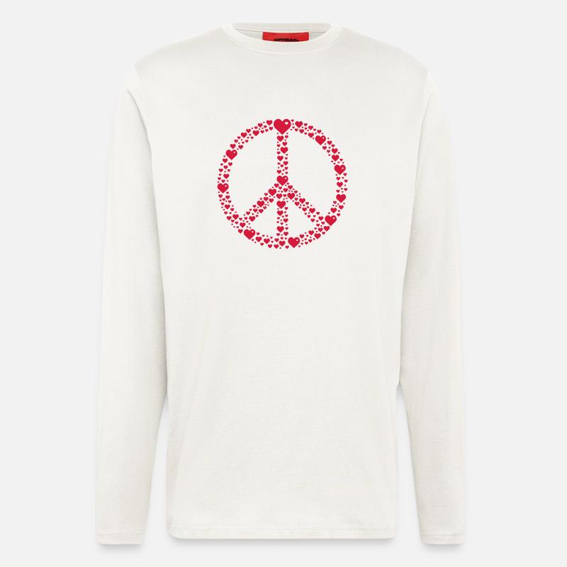 peace with hearts (1c) - Langarmshirt - made by SPREAD  - OFF WHITE