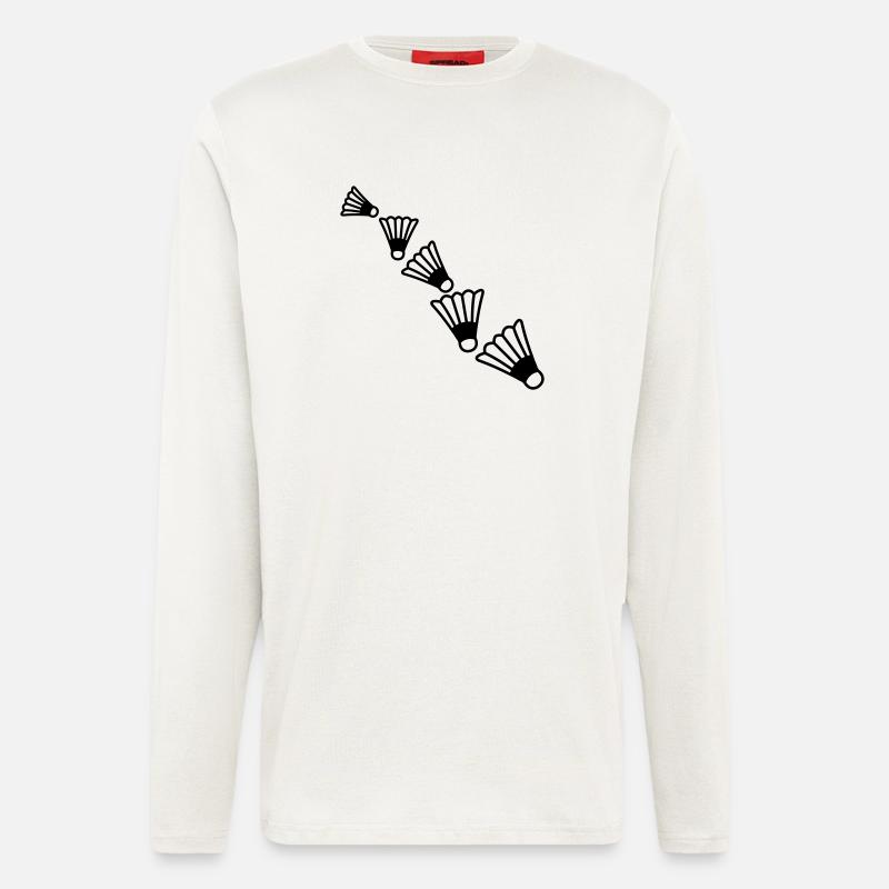 Badmintons Pattern - Manches longues bio décontracté fabriqué en UE - OFF WHITE