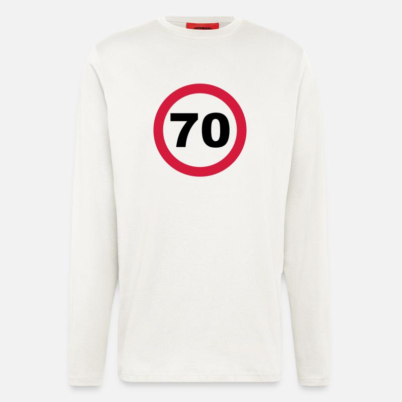 70 Anniversaire - Manches longues bio décontracté fabriqué en UE - OFF WHITE