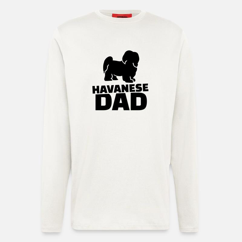 Havanese Dad - Manches longues bio décontracté fabriqué en UE - OFF WHITE