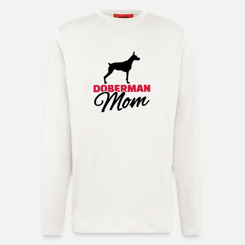 Doberman Mom - Manches longues bio décontracté fabriqué en UE - OFF WHITE
