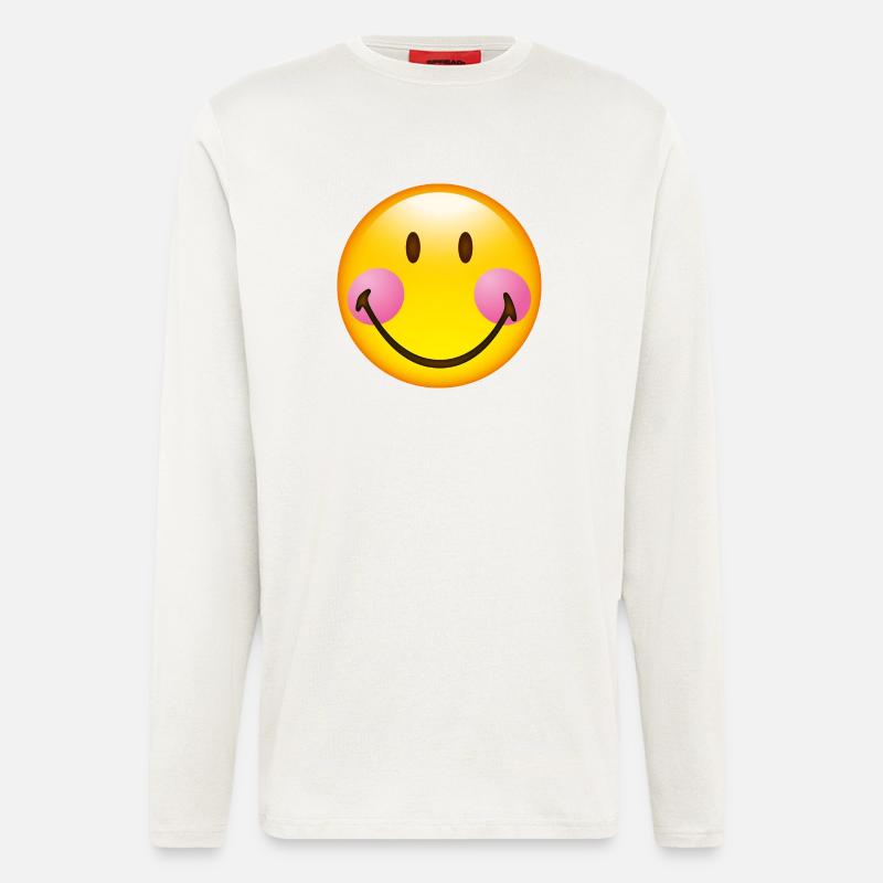 Smiley Glossy Blush - Organic Relaxed Longsleeve Made in EU - OFF WHITE