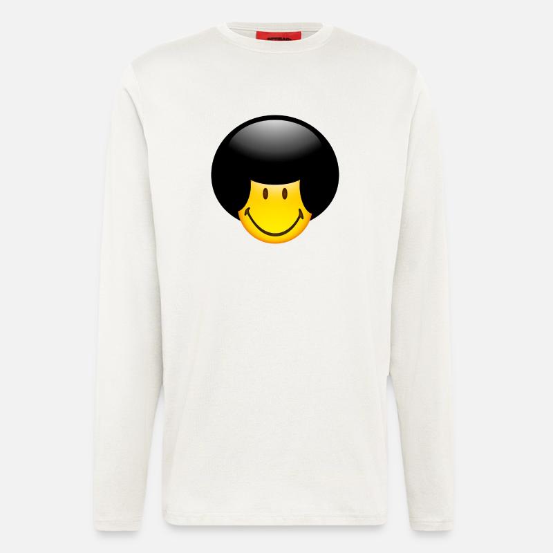 Smiley Glossy Afro - Langarmshirt - made by SPREAD  - OFF WHITE