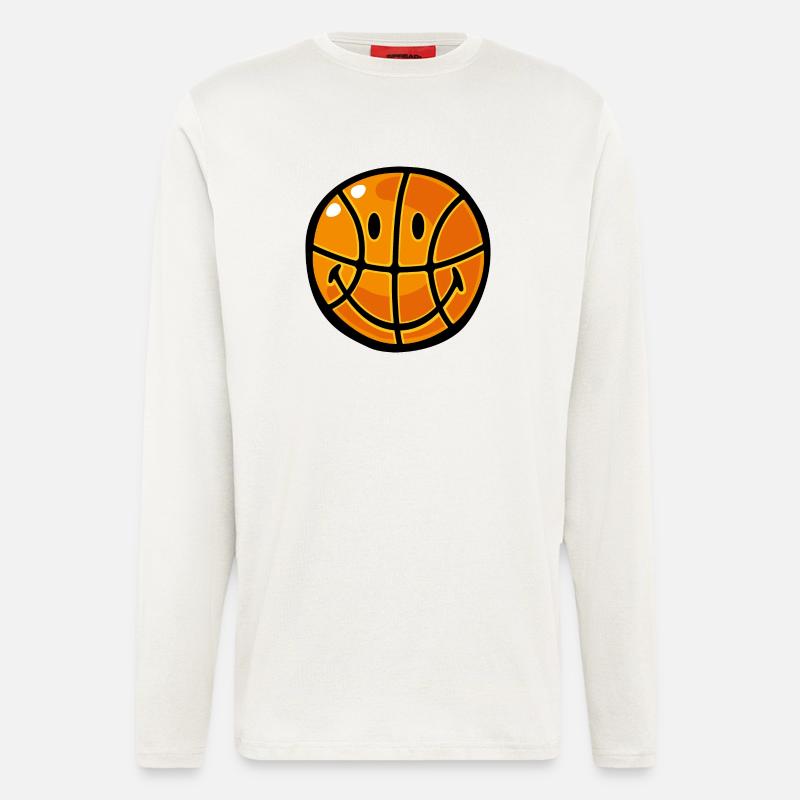 Smiley Basketball - Langarmshirt - made by SPREAD - OFF WHITE