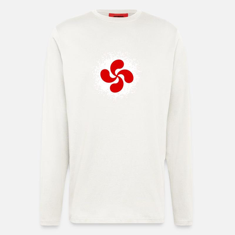 croix basque design 85 - Manches longues bio décontracté fabriqué en UE - OFF WHITE