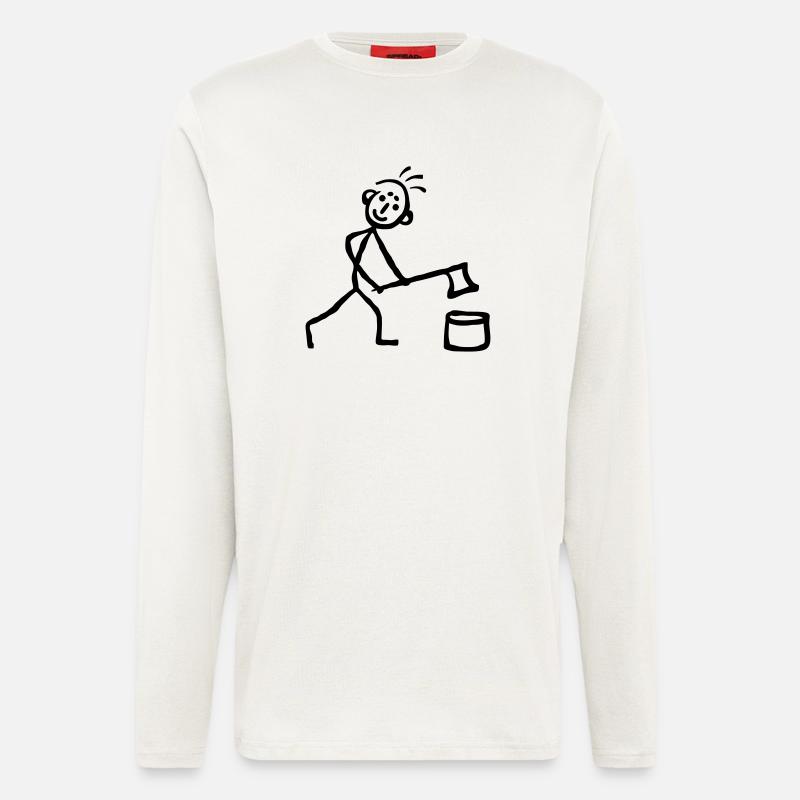 Strichmännchen hackt Holz - Langarmshirt - made by SPREAD  - OFF WHITE