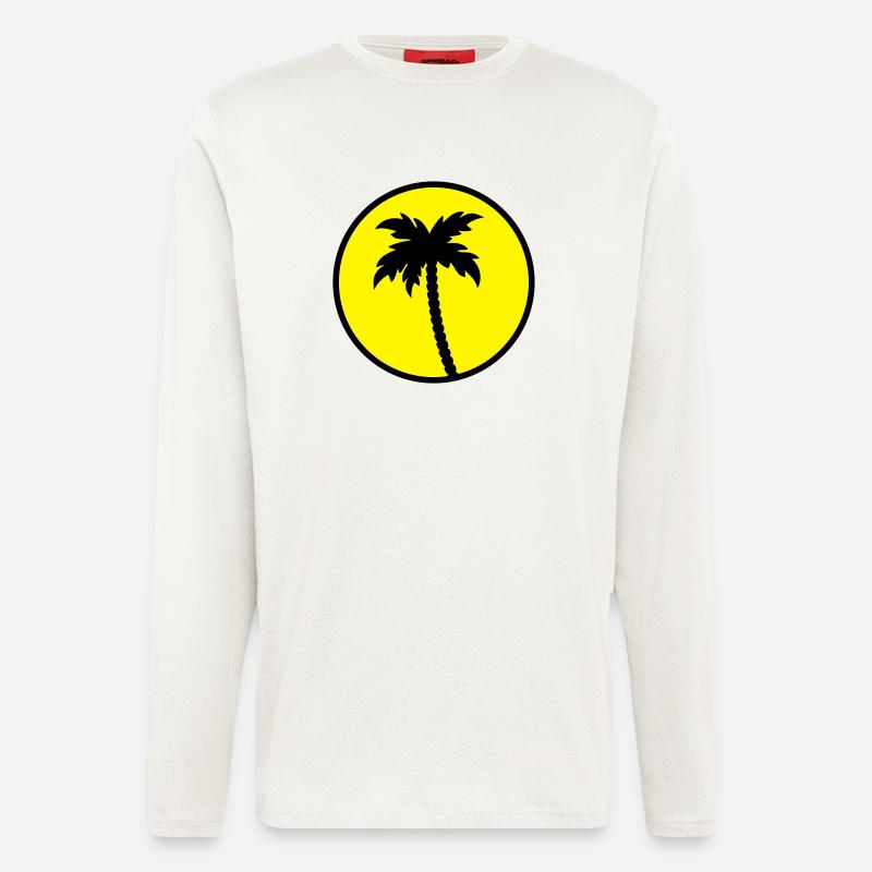 palmier design soleil - Manches longues bio décontracté fabriqué en UE - OFF WHITE
