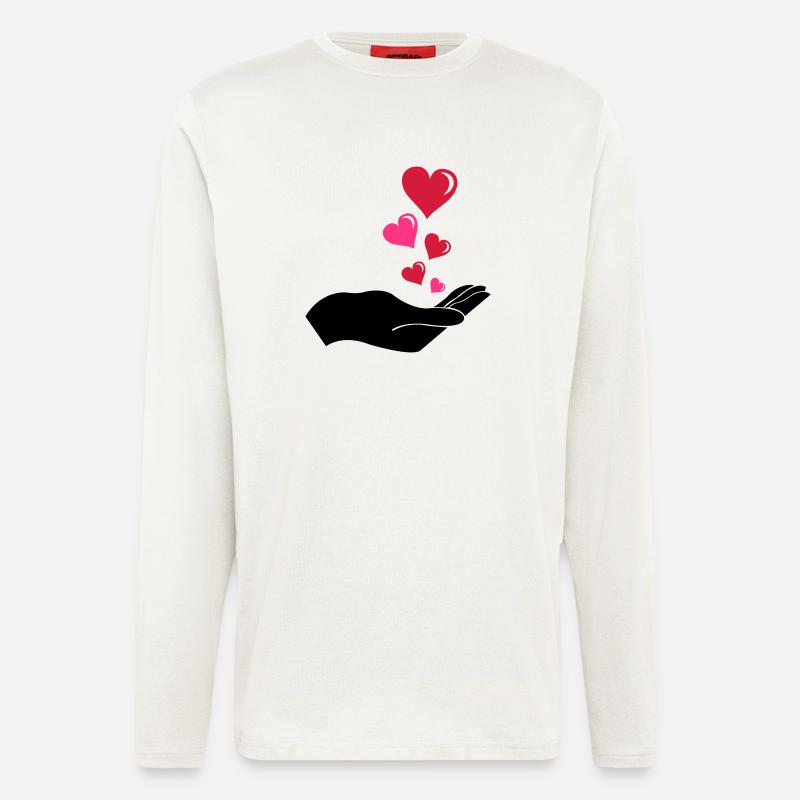 hand_herzen_002 - Langarmshirt - made by SPREAD  - OFF WHITE
