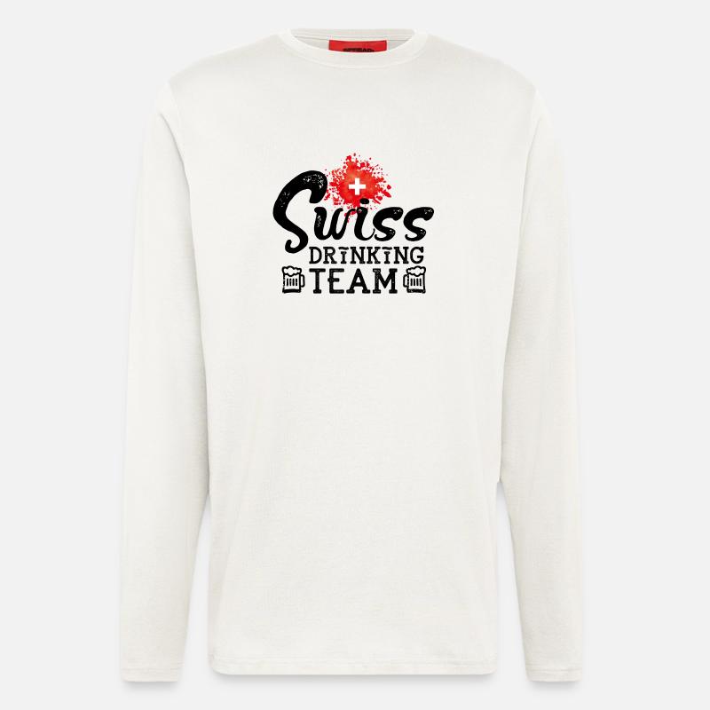 swiss drinking team - Langarmshirt - made by SPREAD  - OFF WHITE