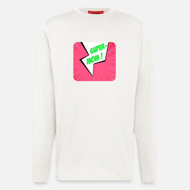 Supermom, Superheldin. Beste Mama. Comicbuch. - Langarmshirt - made by SPREAD  - OFF WHITE
