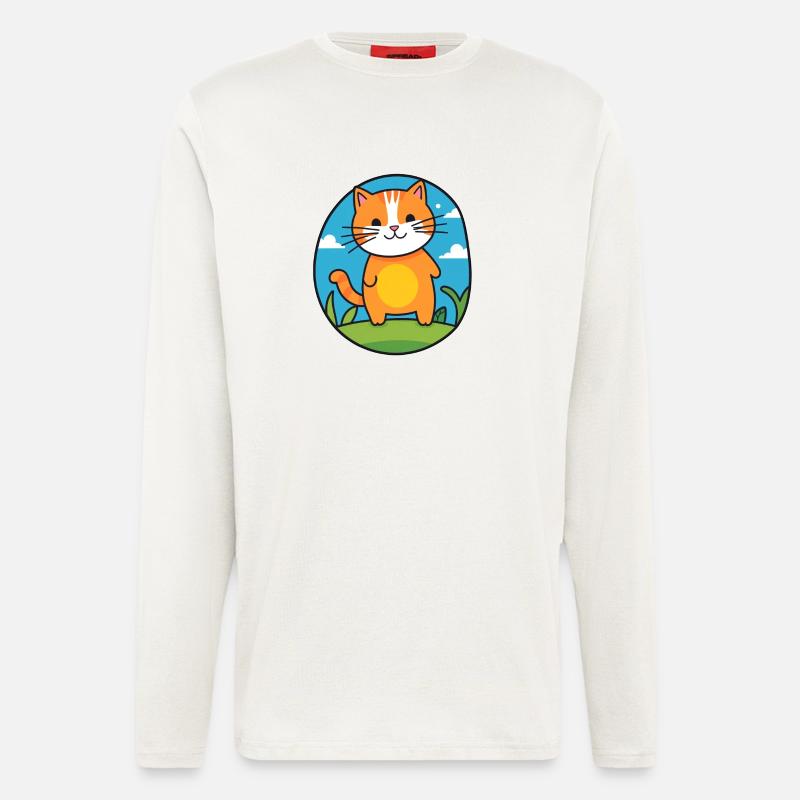Katze im Comicstil - Langarmshirt - made by SPREAD  - OFF WHITE