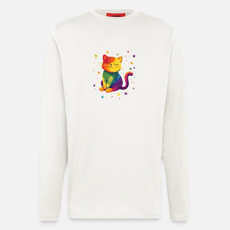 Süße Regenbogen Katze - Langarmshirt - made by SPREAD  - OFF WHITE