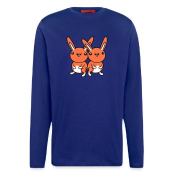 2 Hasen Team Lustig Grimasse Albern Ulkig Lächeln - Langarmshirt - made by SPREAD  - OFF WHITE - Vorne