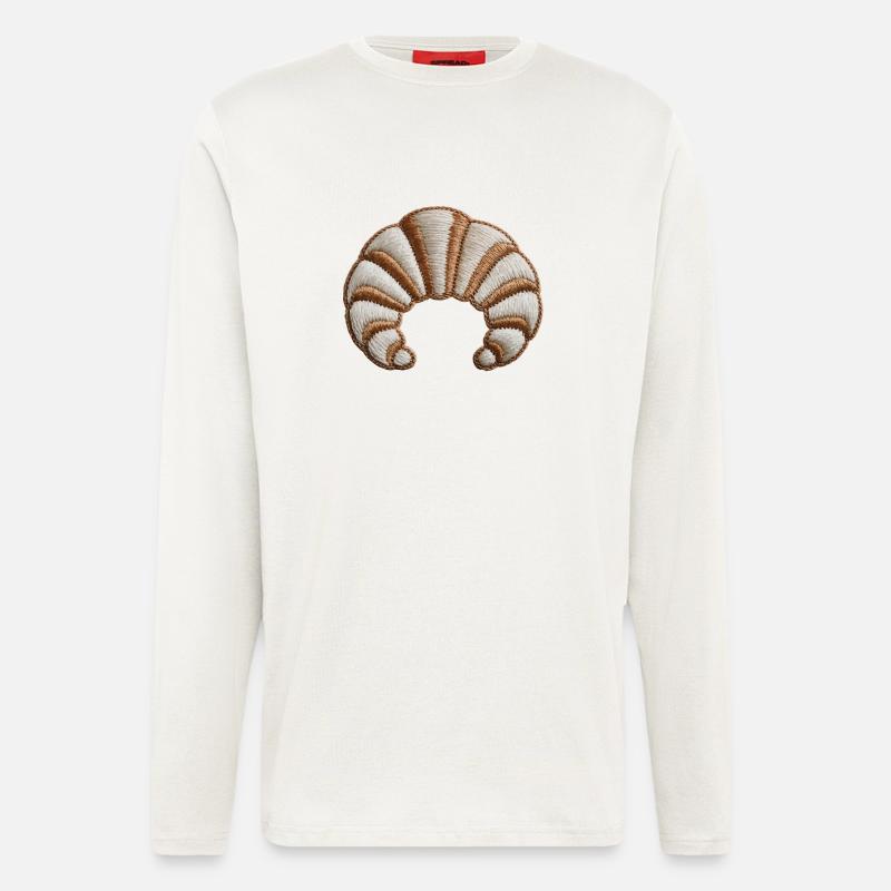 Gestickte Sichel - Langarmshirt - made by SPREAD  - OFF WHITE