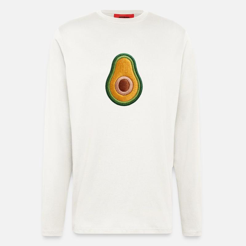 Bestickte Avocado - Langarmshirt - made by SPREAD  - OFF WHITE