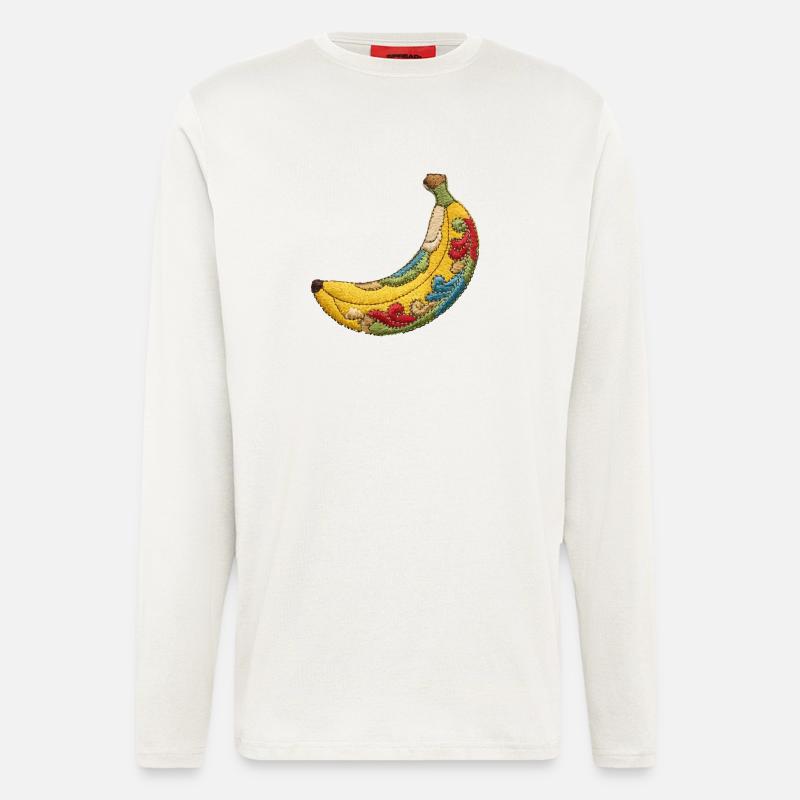 Bestickte Banane - Langarmshirt - made by SPREAD  - OFF WHITE
