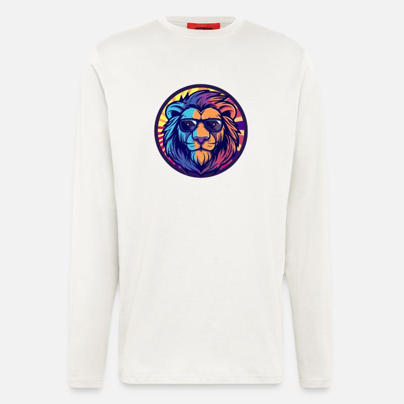 Löwe Comic Cool Sommer - Langarmshirt - made by SPREAD  - OFF WHITE