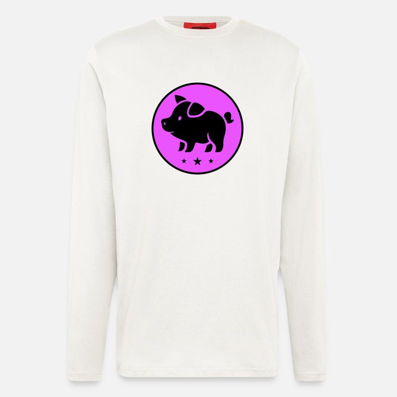 Schwein Ferkel Sau - Langarmshirt - made by SPREAD  - OFF WHITE
