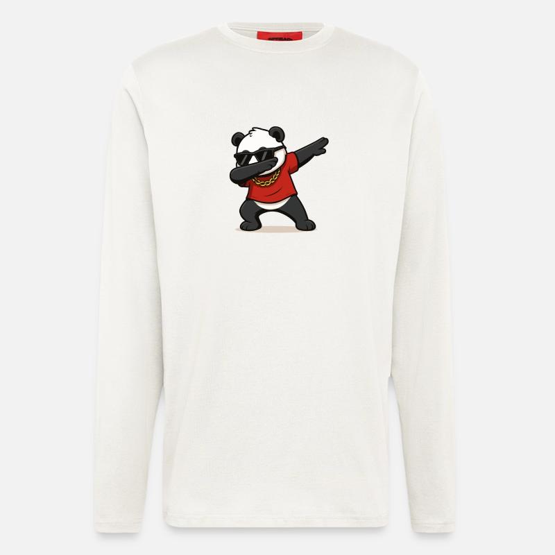 panda dabbing comic - Langarmshirt - made by SPREAD  - OFF WHITE