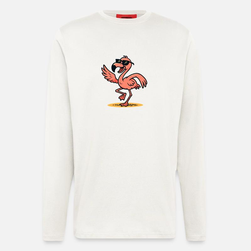 Flamingo Comic dance - Longsleeve - made by SPREAD  - OFF WHITE
