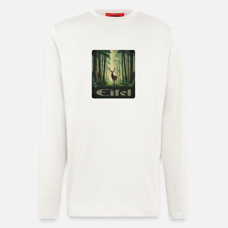 Eifel mit Hirsch - Langarmshirt - made by SPREAD  - OFF WHITE