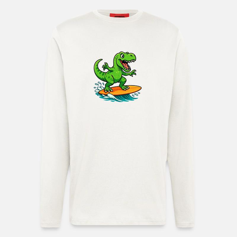 Surfen T Rex - Langarmshirt - made by SPREAD  - OFF WHITE