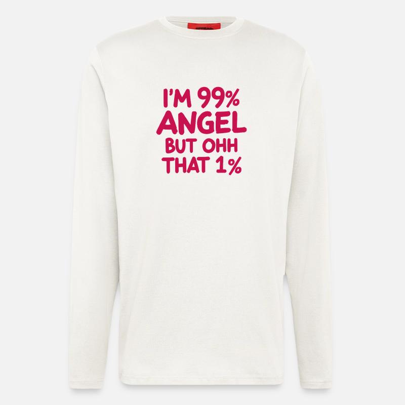 Engel Engelchen Prozent Spruch - Langarmshirt - made by SPREAD  - OFF WHITE