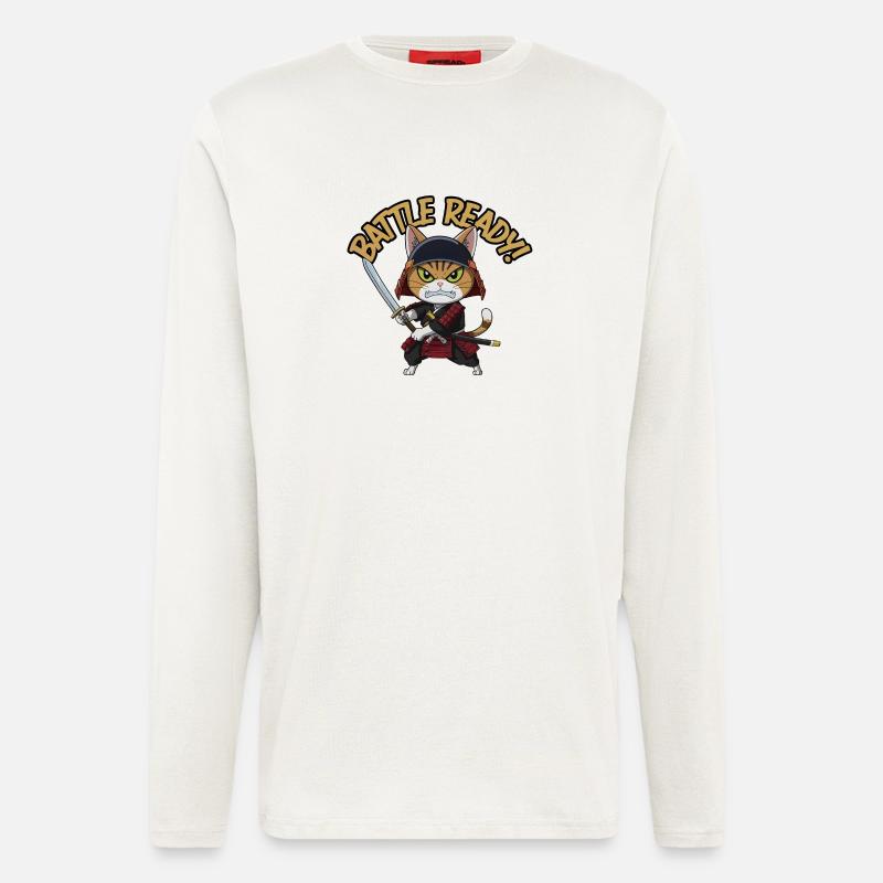 Samurai-Katze - Langarmshirt - made by SPREAD  - OFF WHITE