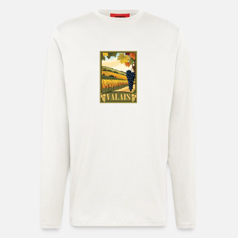 Wallis Valais Weinberg - Langarmshirt - made by SPREAD  - OFF WHITE