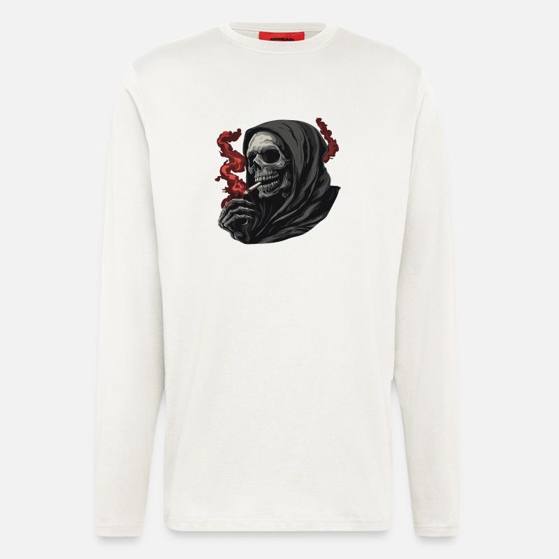 Sensenmann mit Zigarette. - Langarmshirt - made by SPREAD  - OFF WHITE