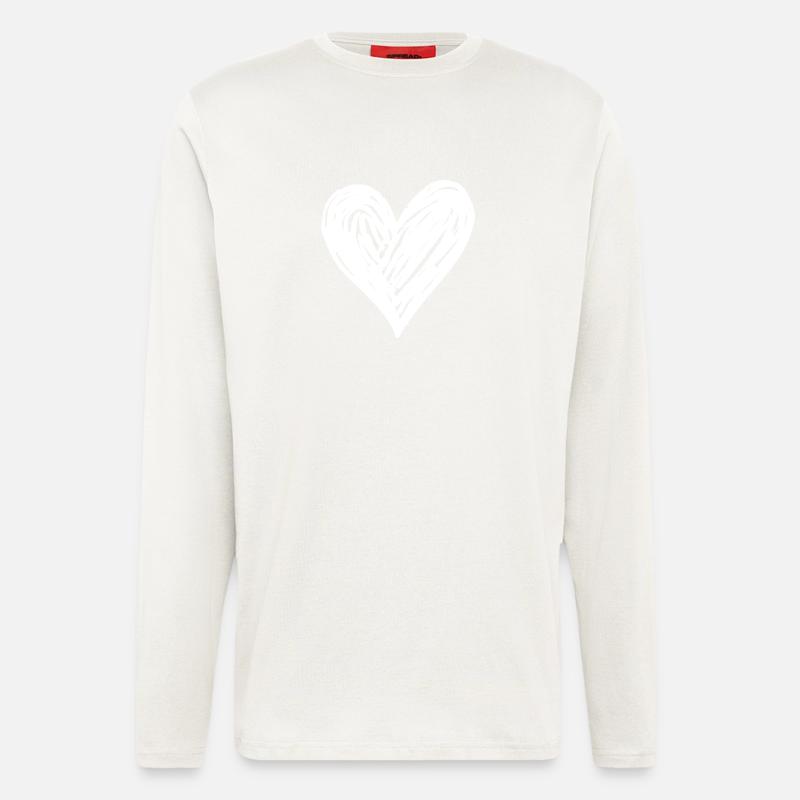 Herz Hand Gezeichnet - Langarmshirt - made by SPREAD - OFF WHITE
