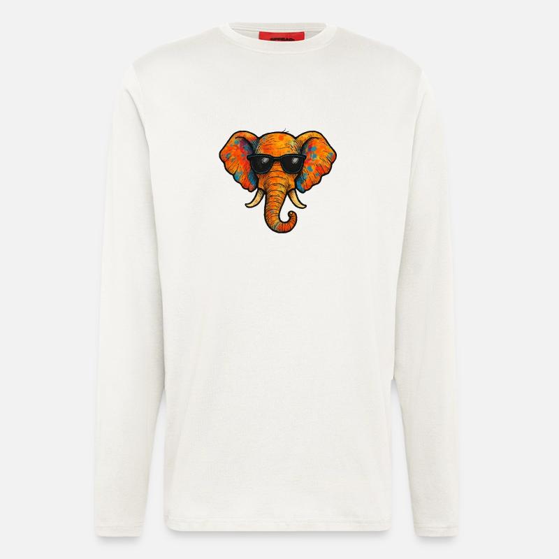 elefant farbe comic - Langarmshirt - made by SPREAD  - OFF WHITE