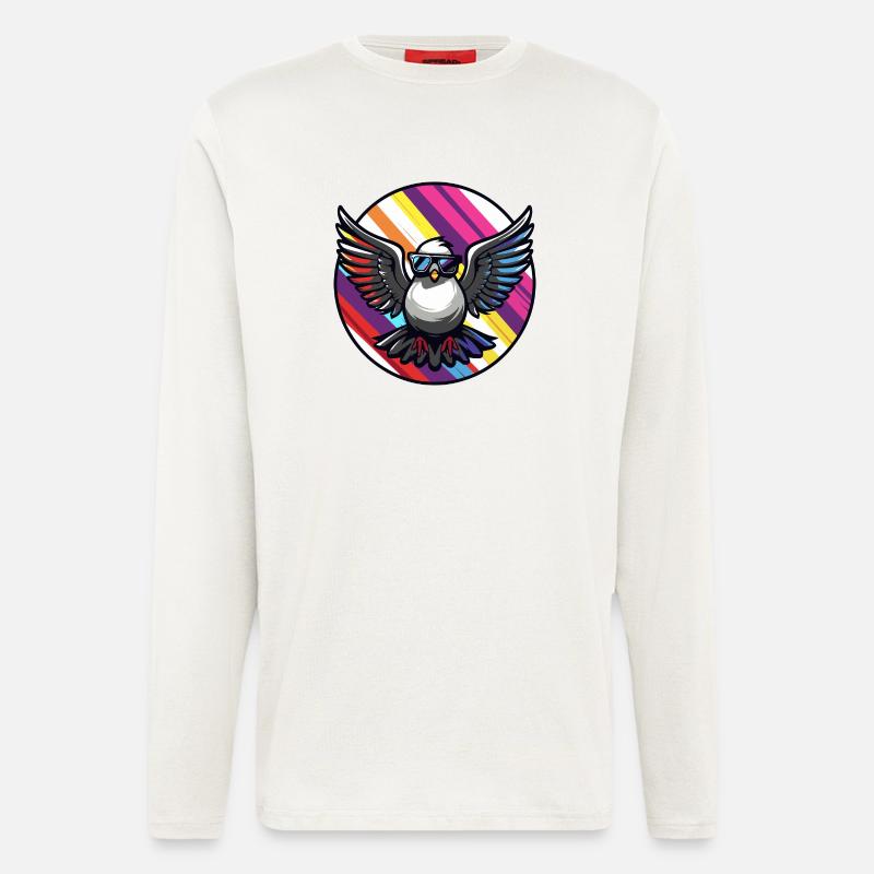 Taube Vogel Cool Comic - Langarmshirt - made by SPREAD  - OFF WHITE