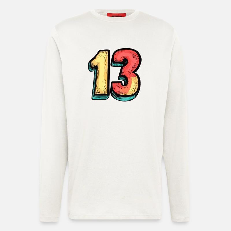 13 Zahl Comic - Langarmshirt - made by SPREAD  - OFF WHITE