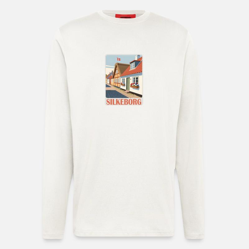 Silkeborg, Danemark - Manches longues bio décontracté fabriqué en UE - OFF WHITE