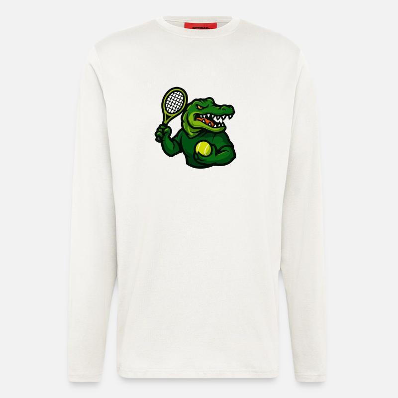 krokodil tennis comic - Langarmshirt - made by SPREAD - OFF WHITE