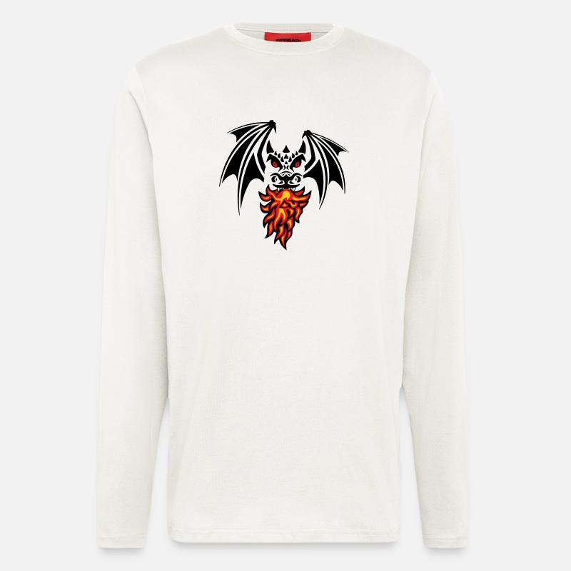 asymmetric black dragon - Langarmshirt - made by SPREAD  - OFF WHITE