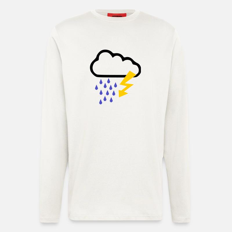 Orage - Temps - Flash - Manches longues bio décontracté fabriqué en UE - OFF WHITE
