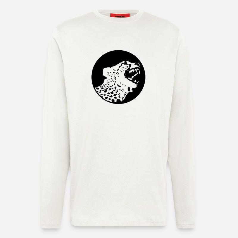 Leopard (1c) - Manches longues bio décontracté fabriqué en UE - OFF WHITE