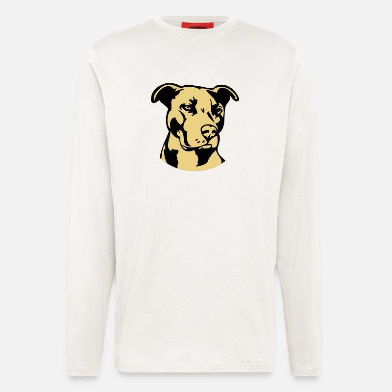 Pitbull zweifarbig - Hund Kampfhund - Langarmshirt - made by SPREAD  - OFF WHITE