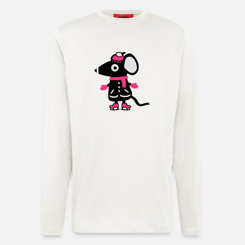 Maus Eiskunstlauf - Schlittschuh - Langarmshirt - made by SPREAD  - OFF WHITE