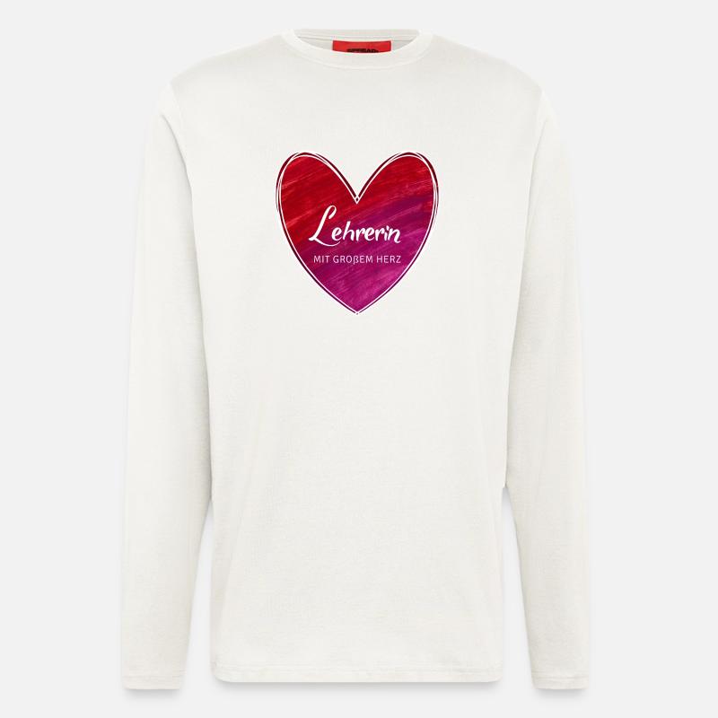 Lehrerin mit großem Herz - Langarmshirt - made by SPREAD  - OFF WHITE